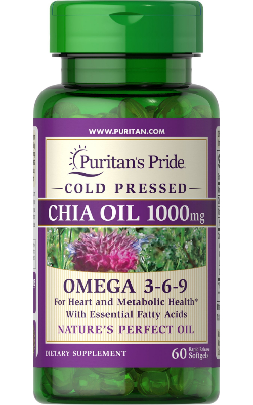 Omega 3-6-9 Chia Seed Oil 1000 mg by 60 Softgels
